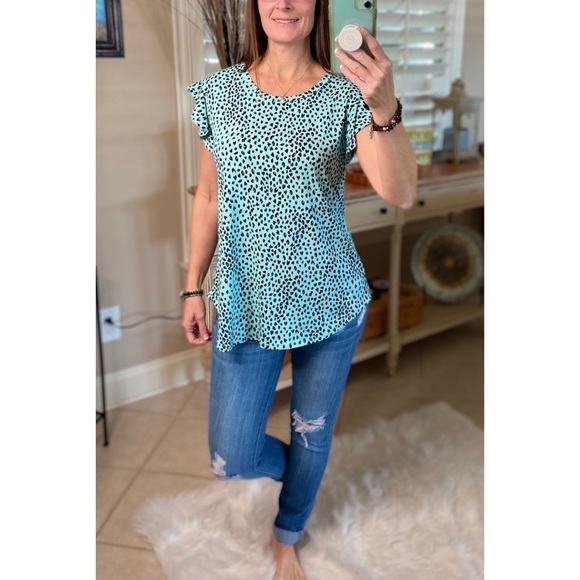 ❤️‍🔥Flutter Sleeve Small Leopard Print Mint Green 5020 - Picture 9 of 16